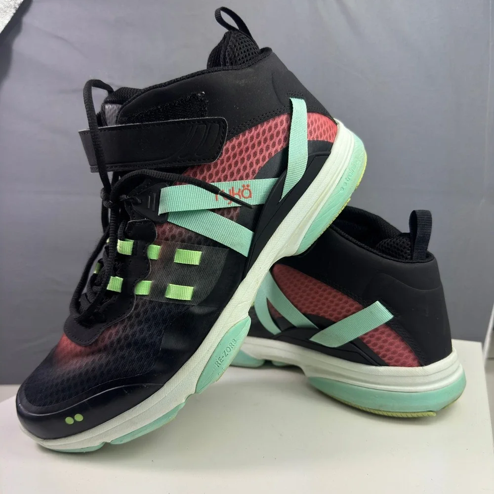 Ryka Devotion XT Mid Training Shoes Womens 11 Black Pink Mint Re-Zorb Athletic